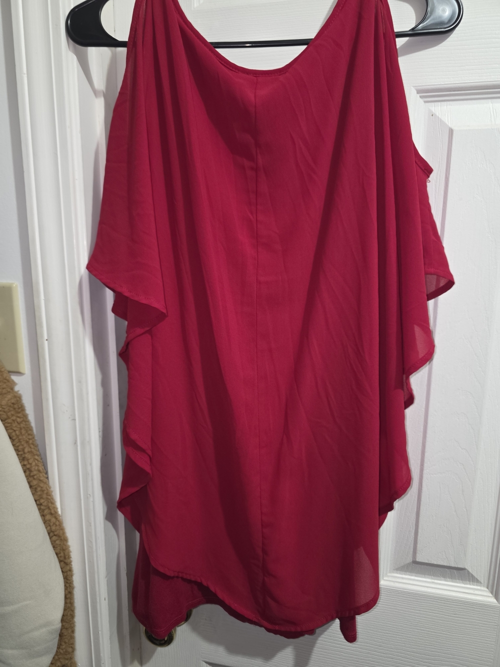 Lane Bryant Red Ruffle Cold-Shoulder Blouse - Picture 5 of 5
